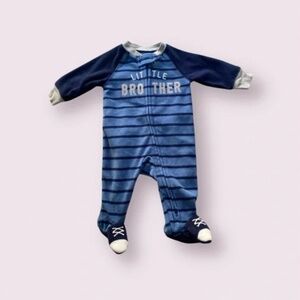 Carter’s Baby Blue ‘Little Brother’ Stripe Footie